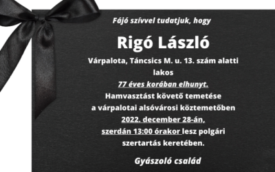 Rigó László-gyászjelentés