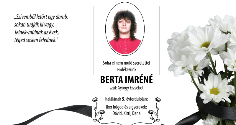 Berta Imréné szül györgy erzsébet online megemlékezés