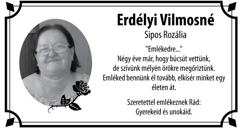 Erdélyi Vilmosné-megemlékezés