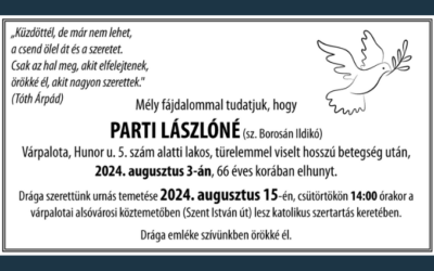 Parti Lászlóné-gyászjelentés