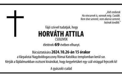 HORVÁTH ATTILA – CSOLOVEK- gyászjelentése