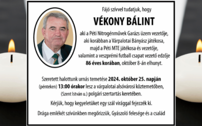 VÉKONY BÁLINT-gyászjelentése