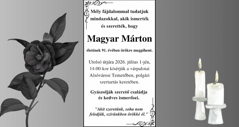 Magyar Márton gyászjelentés