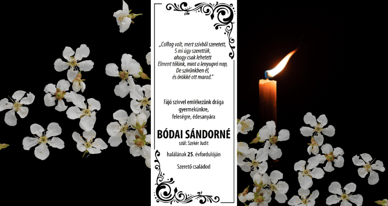 Bódai Sándorné (szül: Szekér Judit) megemlékezés