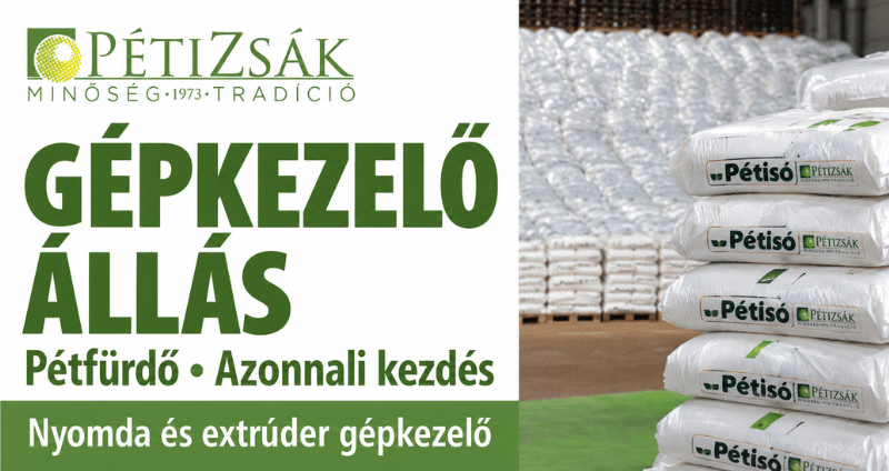 Gépkezelő állás Pétfürdőn a Péti zsáknál